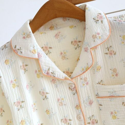 Womens 3pcs Cotton Pajamas Set Short Sleeve Sleepwear Fruit Print Cute Pj Set with Long Pants in Saudi Arabia