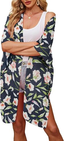 Alaster Queen Women’s Kimono Cardigan Summer Swimsuit Disual Beach Long Swimwear Toverups for Women in Saudi Arabia