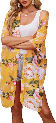 Alaster Queen Women’s Kimono Cardigan Summer Swimsuit Disual Beach Long Swimwear Toverups for Women in Saudi Arabia