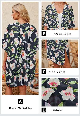 Alaster Queen Women’s Kimono Cardigan Summer Swimsuit Disual Beach Long Swimwear Toverups for Women in Saudi Arabia