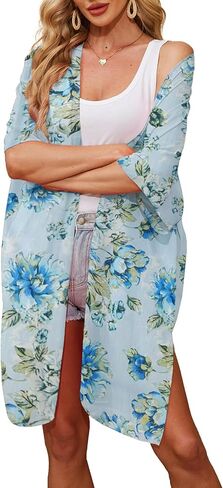Alaster Queen Women’s Kimono Cardigan Summer Swimsuit Disual Beach Long Swimwear Toverups for Women in Kuwait