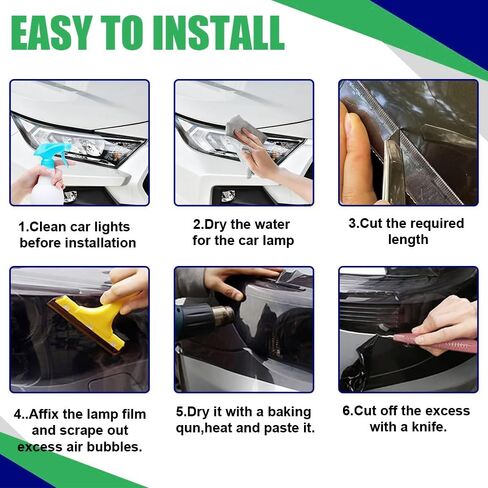 12 × 48 Inch Car Light Tint Film, Tail Light Tint, Car Vinyl Wrap Protector Film, Car Accessories Car Light Self-Adhesive Tint Film Universal for Cars Auto Modification Cover (Light Black) in Saudi Arabia