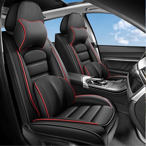 Car Seat Covers for Chevrolet Chevy Trax 2015-2025, Leather Auto Seat Cover Luxury Cushions Waterproof Seat Protectors (Black&Green,Full Set with Pillow) in Kuwait