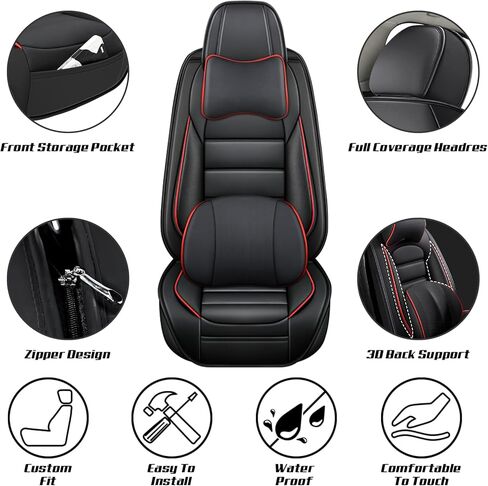 Car Seat Covers for Chevrolet Chevy Trax 2015-2025, Leather Auto Seat Cover Luxury Cushions Waterproof Seat Protectors (Black&Green,Full Set with Pillow) in Kuwait