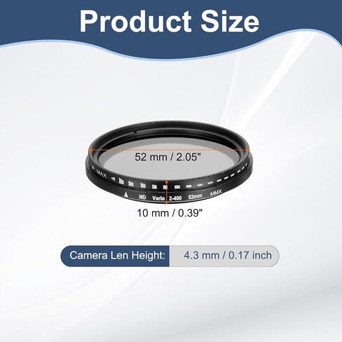 Patikil 49mm ND Filter ، متغير ND Lens ND2-ND400 مرشح الكثافة المحايدة القابلة للتعديل الزجاج الضوئي النحيف مع غطاء لعدسة الكاميرا صورة مدونة صورة مدونة ، أسود in Kuwait