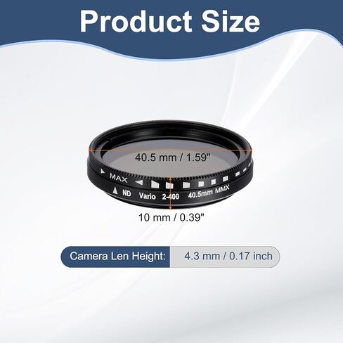 Patikil 49mm ND Filter ، متغير ND Lens ND2-ND400 مرشح الكثافة المحايدة القابلة للتعديل الزجاج الضوئي النحيف مع غطاء لعدسة الكاميرا صورة مدونة صورة مدونة ، أسود in Kuwait