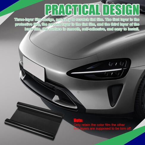 12 × 48 Inch Car Light Tint Film, Tail Light Tint, Car Vinyl Wrap Protector Film, Car Accessories Car Light Self-Adhesive Tint Film Universal for Cars Auto Modification Cover (Light Black) in Saudi Arabia
