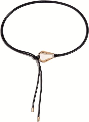 Women PU Leather Tie Belt Metal Buckle Double Strap Skinny Belts in Kuwait