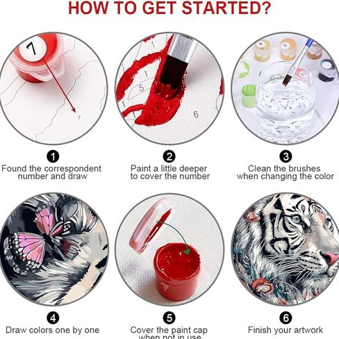 Kichang Flower Framed Paint حسب الرقم للبالغين من القماش ، طلاء DIY بواسطة أرقام أرقام للفنون الفنية للحرف المبتدئين للبالغين مع فرشين للطلاء ، مجموعة طلاء أكريليك لديكور الجدار المنزلي-8x12in in Kuwait