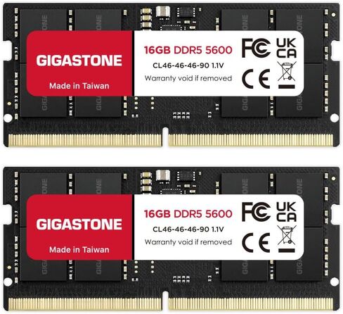 【DDR5 RAM】 GIGASTONE 32GB Kit (2x16GB) DDR5 5600MHz PC5-44800 CL 46-46-46-90 1.1V SODIMM 262 Pin Unbuffered Non ECC High Performance Notebook Laptop Memory Upgrade in Saudi Arabia