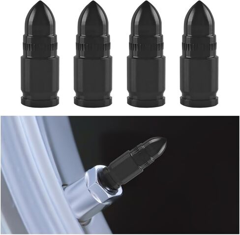 4PCS Car Tire Valve Stem Caps, Bullet Style Dustproof Vehicle Air Cover, Aluminum Alloy Waterproof Automotive Valve Dust Caps Accessories, Universal for Trucks, Bikes, Motorcycles (Silver) in Kuwait