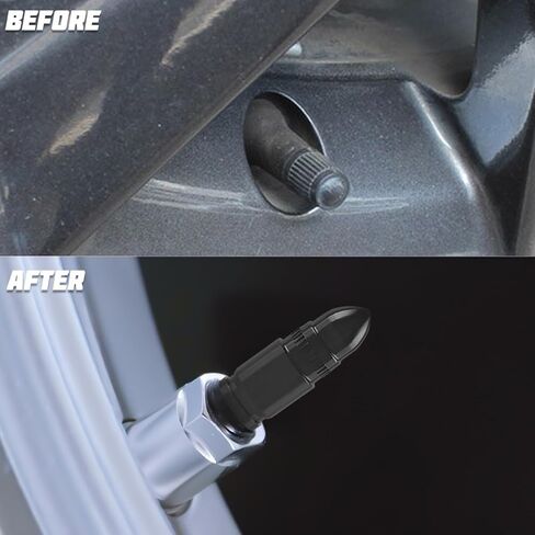 4PCS Car Tire Valve Stem Caps, Bullet Style Dustproof Vehicle Air Cover, Aluminum Alloy Waterproof Automotive Valve Dust Caps Accessories, Universal for Trucks, Bikes, Motorcycles (Silver) in Kuwait