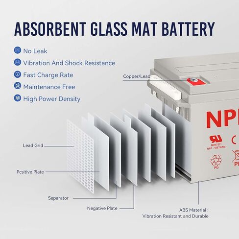 NPP NPG12-150Ah(2 Pcs) 12V 150Ah Rechargeable Gel Battery with Button Style Terminals SLA Storage Deep Cycle Battery for Off Grid Solar System in Saudi Arabia