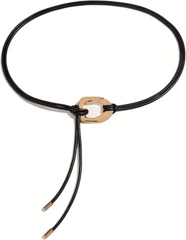 Women PU Leather Tie Belt Metal Buckle Double Strap Skinny Belts in Kuwait