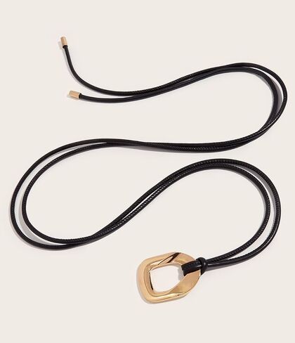 Women PU Leather Tie Belt Metal Buckle Double Strap Skinny Belts in Kuwait