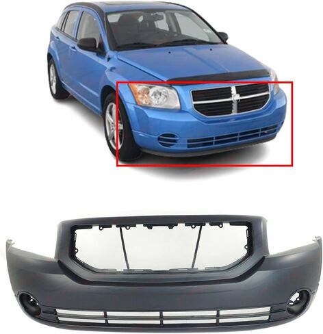 FitParts Compatible With Front Bumper Cover 2007-2012 Dodge Caliber SE SXT Express Heat Mainstreet Rush Uptown R/T Hatchback 07-12. New, Primed With Fog Light Holes. CH1000870 5183394AE in Saudi Arabia