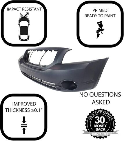 FitParts Compatible With Front Bumper Cover 2007-2012 Dodge Caliber SE SXT Express Heat Mainstreet Rush Uptown R/T Hatchback 07-12. New, Primed With Fog Light Holes. CH1000870 5183394AE in Saudi Arabia