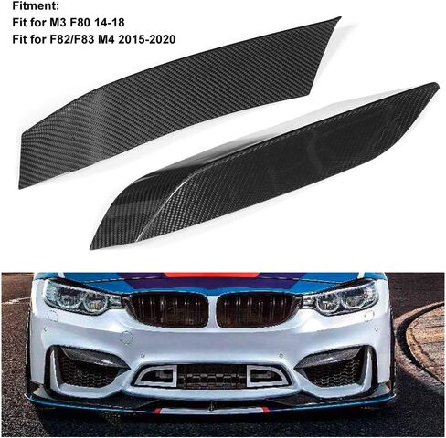 Front Bumper Cover, Carbon Fiber Front Bumper Air Vent Eyelid Covers Fit for /M4 F80 F82, Black in Saudi Arabia