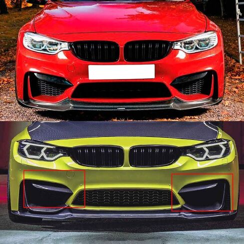 Front Bumper Cover, Carbon Fiber Front Bumper Air Vent Eyelid Covers Fit for /M4 F80 F82, Black in Saudi Arabia