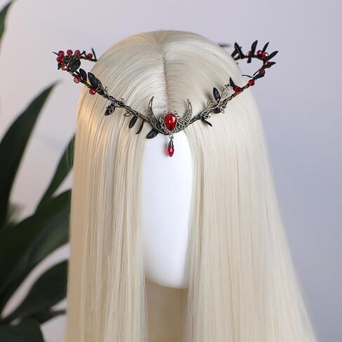 MOSTORY Medieval Moon Elf Crown - Fairy Moon Circlet for Renaissance Faire Wome Photo Shoot Cosplay Aesthetic in Saudi Arabia