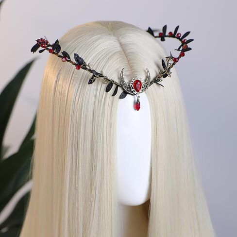 MOSTORY Medieval Moon Elf Crown - Fairy Moon Circlet for Renaissance Faire Wome Photo Shoot Cosplay Aesthetic in Saudi Arabia