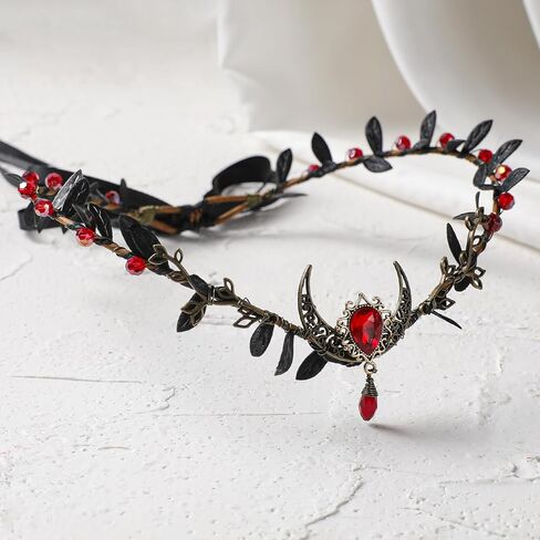 MOSTORY Medieval Moon Elf Crown - Fairy Moon Circlet for Renaissance Faire Wome Photo Shoot Cosplay Aesthetic in Saudi Arabia