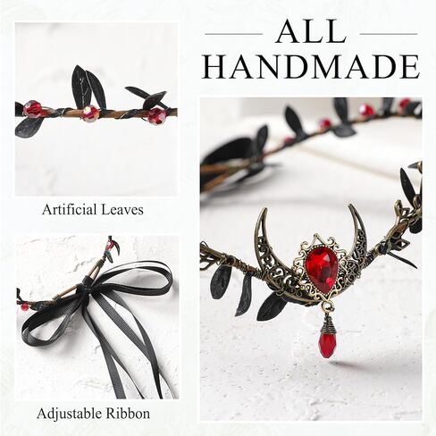 MOSTORY Medieval Moon Elf Crown - Fairy Moon Circlet for Renaissance Faire Wome Photo Shoot Cosplay Aesthetic in Saudi Arabia