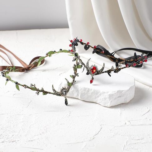 MOSTORY Medieval Moon Elf Crown - Fairy Moon Circlet for Renaissance Faire Wome Photo Shoot Cosplay Aesthetic in Saudi Arabia