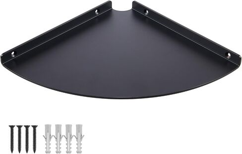 11 Inch Corner Shelf - Heavy Duty 3.0mm Aluminum Alloy Wall Mounted Floating Shelf for Bathroom, Kitchen, Living Room, Office, Bedroom & Dorm - Black in Kuwait