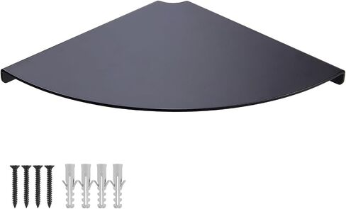 11 Inch Corner Shelf - Heavy Duty 3.0mm Aluminum Alloy Wall Mounted Floating Shelf for Bathroom, Kitchen, Living Room, Office, Bedroom & Dorm - Black in Kuwait