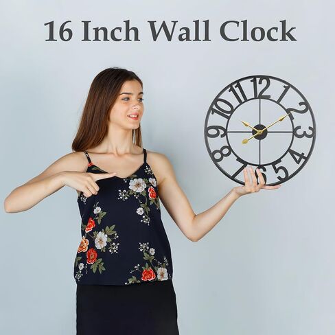 Large World Map Wall Clock, 24 Inch Big Metal Outdoor Clock Silent Battery Operated, Retro Decorative Clock for Farmhouse, Dinner, Living Room, Pool Area, Patio (Black - Bronze Arabic) in Saudi Arabia