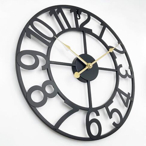 Large World Map Wall Clock, 24 Inch Big Metal Outdoor Clock Silent Battery Operated, Retro Decorative Clock for Farmhouse, Dinner, Living Room, Pool Area, Patio (Black - Bronze Arabic) in Saudi Arabia