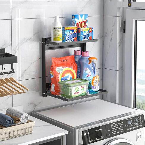 Foldable Wall Mounted Shelves, 2-Tier Wall Shelf for Kitchen, Bathroom, Laundry, Garage, Office, Basement organiziation(12.8inch Depth*10.2inch Width*14.5inch Height) in Saudi Arabia
