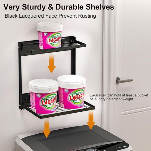Foldable Wall Mounted Shelves, 2-Tier Wall Shelf for Kitchen, Bathroom, Laundry, Garage, Office, Basement organiziation(12.8inch Depth*10.2inch Width*14.5inch Height) in Saudi Arabia