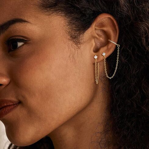 Gold Earrings for Women 3 Pairs 14k Gold Plated Hoop Stacks Hypoallergenic Lightweight Stud Earring for Multiple Piercing Dangle Drop Cartilage Earring for Women Trendy Wedding Earring For Brides Gold Jewelry in Saudi Arabia