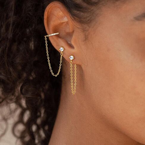Gold Earrings for Women 3 Pairs 14k Gold Plated Hoop Stacks Hypoallergenic Lightweight Stud Earring for Multiple Piercing Dangle Drop Cartilage Earring for Women Trendy Wedding Earring For Brides Gold Jewelry in Saudi Arabia