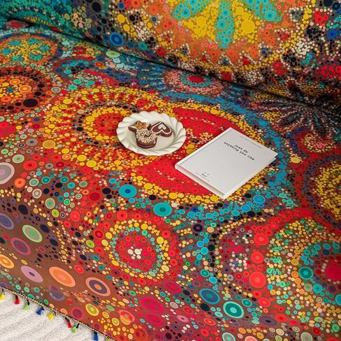 Boho Couch Cover Sofa Covers Tassels Designe for Sectional Sofa Washable 2 Cushion Couch Living Room (A7, 71"x102") in Saudi Arabia