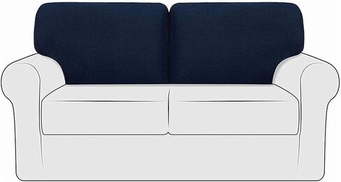 Stretch Sofa Back T-Cushion Slipcover Soft Polar Fleece Sofa Backrest Covers Non-Slip Couch Back Cushion Covers for Living Room (Color : Navy Blue, Size : Left+Right) in Saudi Arabia