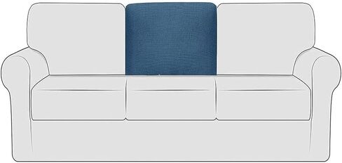 Stretch Sofa Back T-Cushion Slipcover Soft Polar Fleece Sofa Backrest Covers Non-Slip Couch Back Cushion Covers for Living Room (Color : Navy Blue, Size : Left+Right) in Saudi Arabia