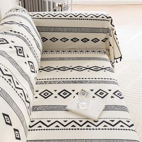 Boho Couch Cover Sofa Covers Tassels Designe for Sectional Sofa Washable 2 Cushion Couch Living Room (A7, 71"x102") in Saudi Arabia