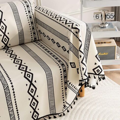 Boho Couch Cover Sofa Covers Tassels Designe for Sectional Sofa Washable 2 Cushion Couch Living Room (A7, 71"x102") in Saudi Arabia