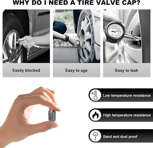 4PCS Car Tire Valve Stem Caps, Aluminum Air Valve Cap Dustproof Wheel Valve Cover, Corrosion Resistant Universal Tyre Stem Cover Airtight Cap for Car Bicycle Motorcycle Truck (Gray) in Saudi Arabia