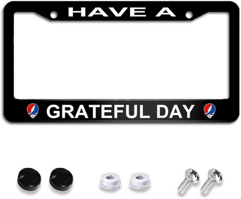 Have A Grateful Day License Plate Frame, Car Accessories Stainless Steel Car Plate Covers with Free Screws Fasteners Caps 6.3 X 12.2 in in Kuwait