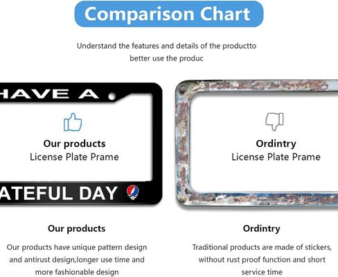 Have A Grateful Day License Plate Frame, Car Accessories Stainless Steel Car Plate Covers with Free Screws Fasteners Caps 6.3 X 12.2 in in Kuwait