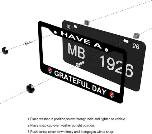 Have A Grateful Day License Plate Frame, Car Accessories Stainless Steel Car Plate Covers with Free Screws Fasteners Caps 6.3 X 12.2 in in Kuwait