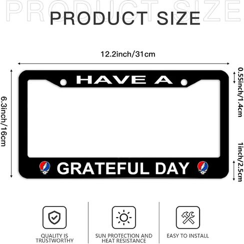 Have A Grateful Day License Plate Frame, Car Accessories Stainless Steel Car Plate Covers with Free Screws Fasteners Caps 6.3 X 12.2 in in Kuwait