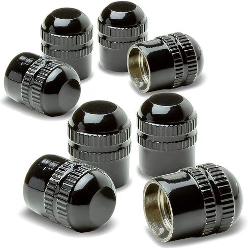 Auto Dynasty Tire Valve Stem Caps 8 Pieces Hexagon Brass Alloy Coated & Polished Aluminum Black Chrome Tire Universal Stem Covers for Cars, SUVs, Bike and Bicycle, Trucks, Motorcycles in Saudi Arabia