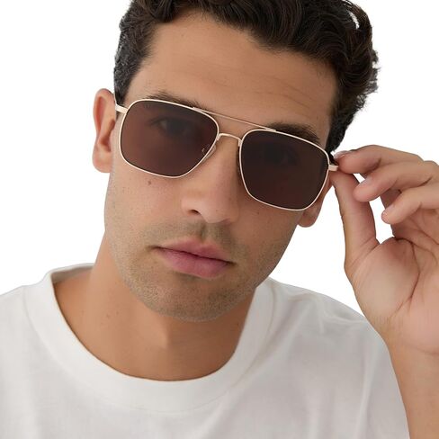 DIFF Yellowstone Sunglasses Rip Wheeler Designer Oversized Navigator Sunglasses for Men and Women UV400 Polarized Protection, Western Gold + Marbled Brown w/Bold Brown in Saudi Arabia