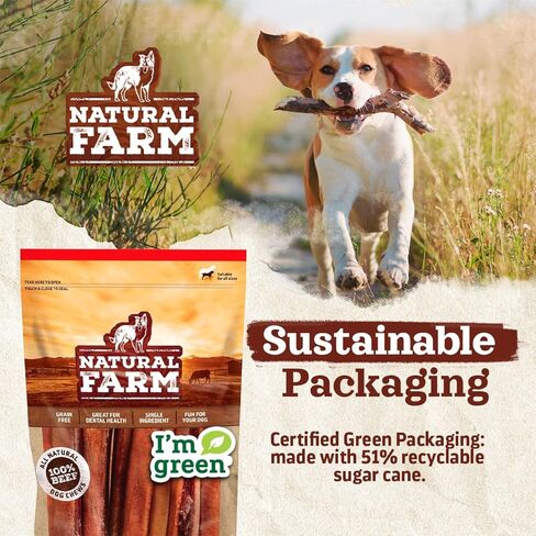 Natural Farm Odor-Free Braided Bully Sticks (4-5 Inch, 10 Pack) - 100% Grass-Fed Beef, Grain-Free, Low Fat & Fully Digestible Best Dental Treats, Safest Long Lasting Pizzle Chews to Keep Your Dog Busy in Saudi Arabia