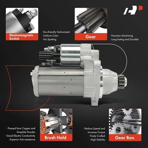 A-Premium Starter Motor Compatible with Volkswagen Jetta 2016-2020/2022-2023, Tiguan 2018-2023, Atlas 2018-2023, GTI 2019/2022-2023, Arteon 2019-2021 & Audi Q3, 12V 1.5kW 13-Teeth Counter Clockwise in Saudi Arabia